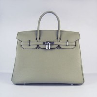Hermes Birkin 35Cm Togo Leather Handbags Dark Grey Silver